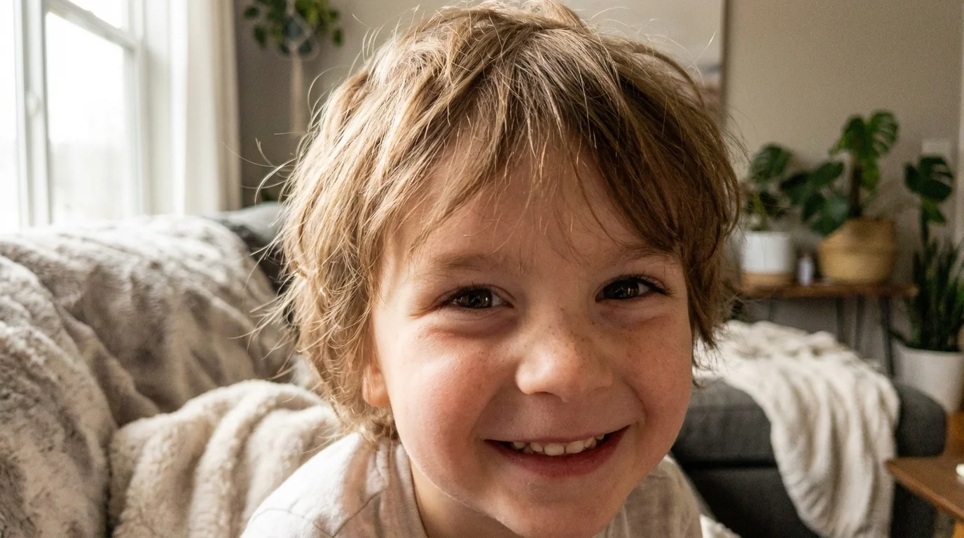 Child excited about screen-free play at home